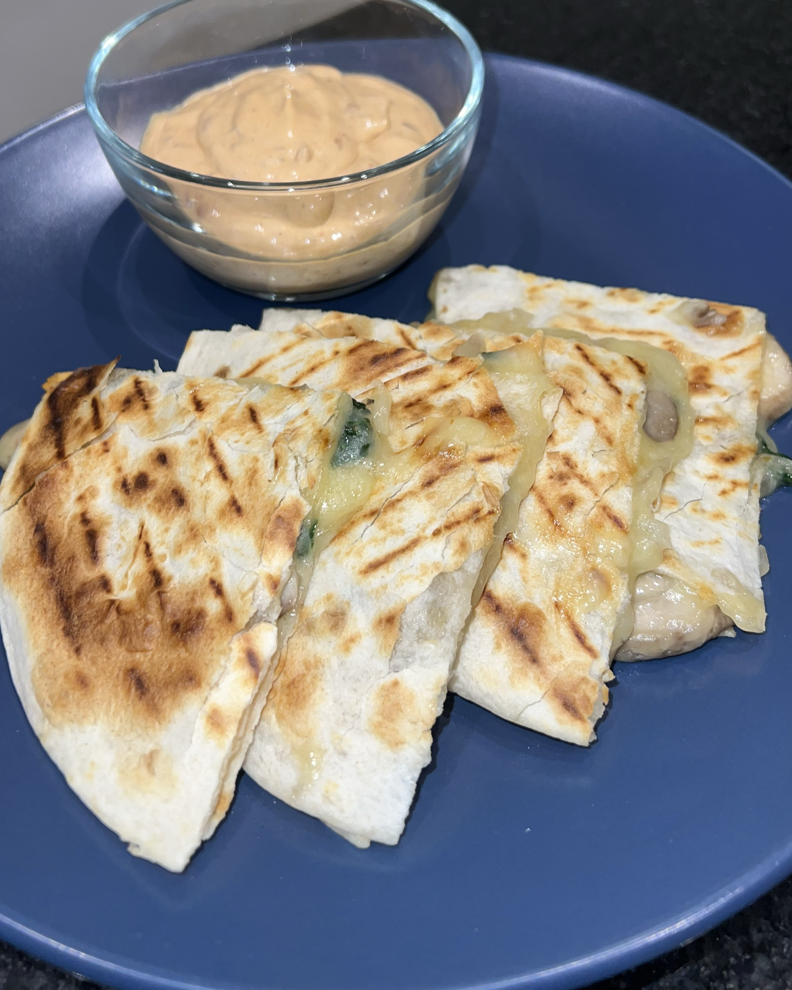 Quesadilla de Champiñones con Espinacas